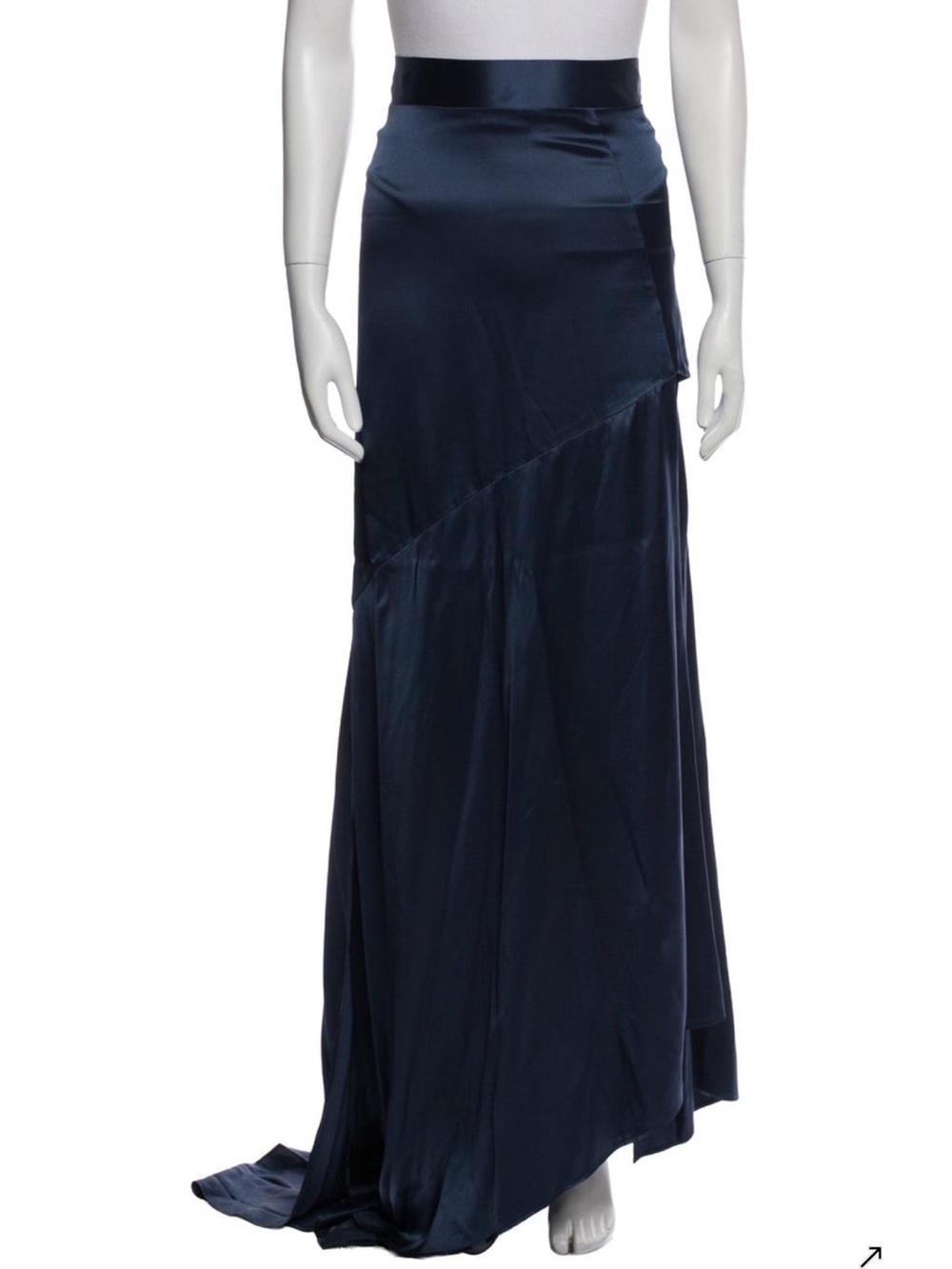 Michael Lo Sordo Navy Blue Silk Maxi Skirt